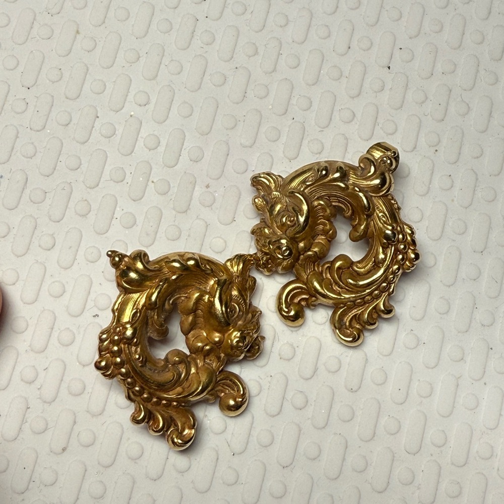 53.) Vintage Dragon design clip ons. BEAUTIFUL